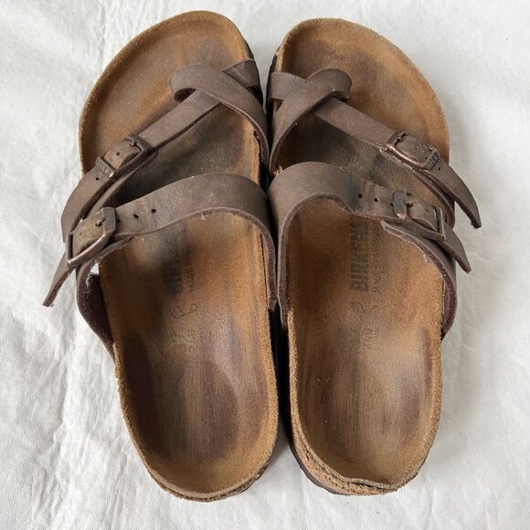 Birkenstock sandals Mayari Mocha felt straps toe loop 37 6 6.5 Wide birko flor - Picture 5 of 13